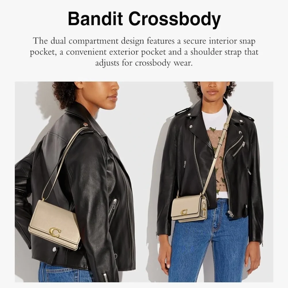 New Coach Ivory Bandit Crossbody Bag with Gold Accents